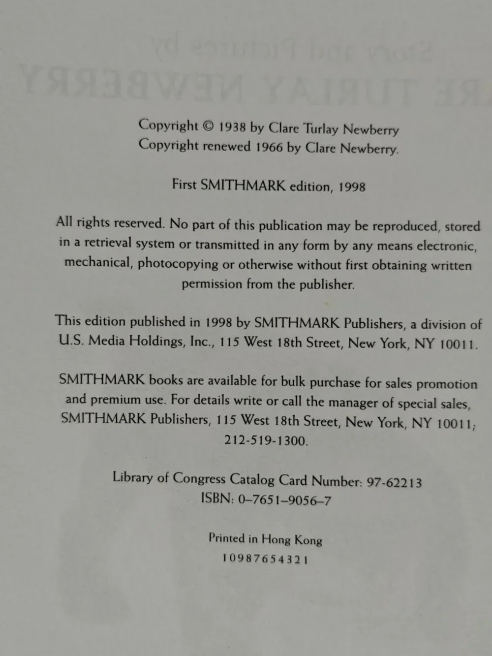 Barkis Clare Turlay Newberry Hardcover 1998 First Smithmark Edition Illustrated